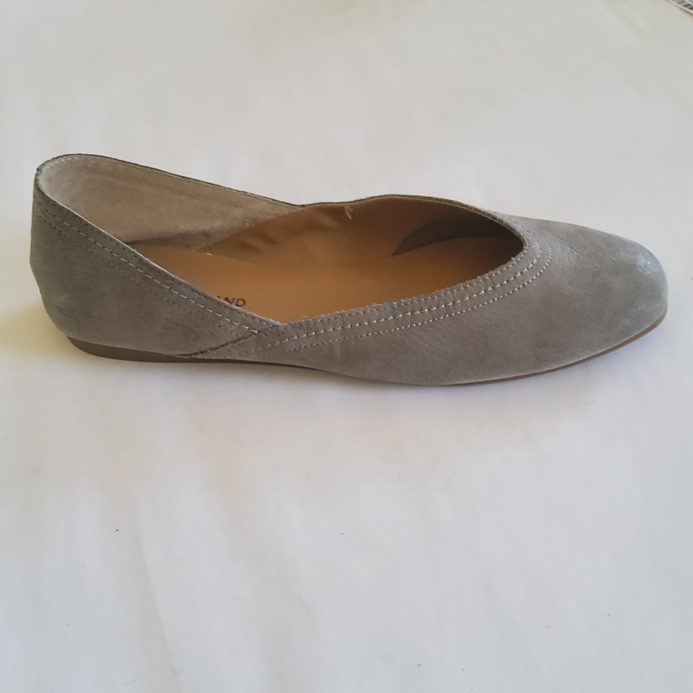 New Lucky Brand Alba Leather Grey Flats Size 8.5